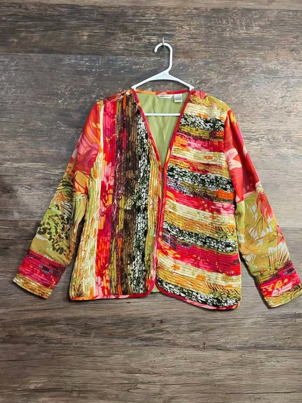 Laura Ashley Multicolor Quilted Jacket in Red, Yellow & Green